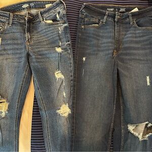 Old Navy Women's Distressed Skinny Blue Jeans - Mid Wash